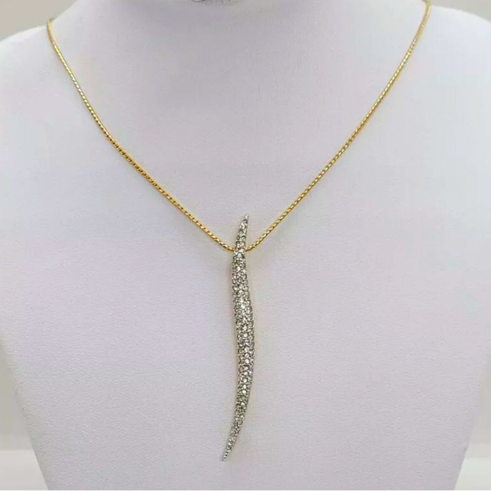 SWAROVSKI Gold Aline PENDANT‎ NECKLACE NEW Signed with Swan Stamp